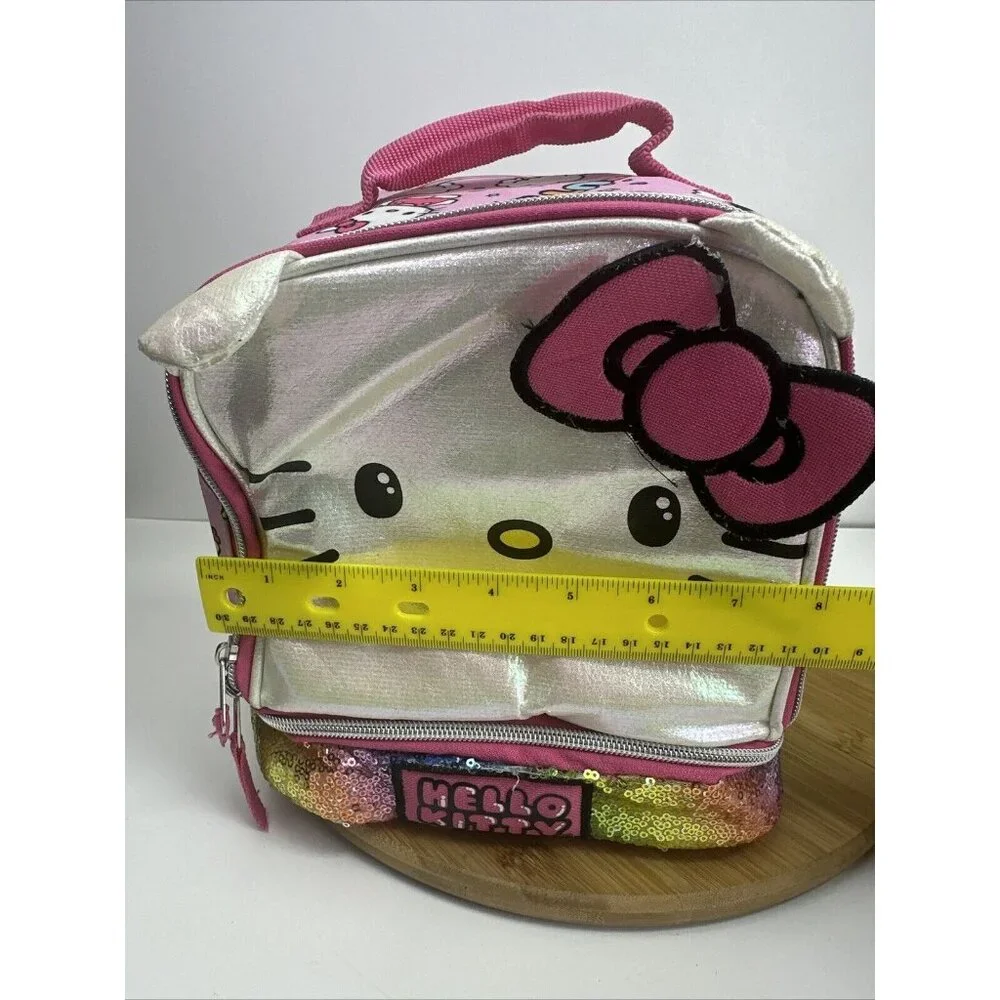 Sanrio Hello Kitty Kids‎ Lunch Box 3-D Ears and Rainbow Sequins Insulated Bag